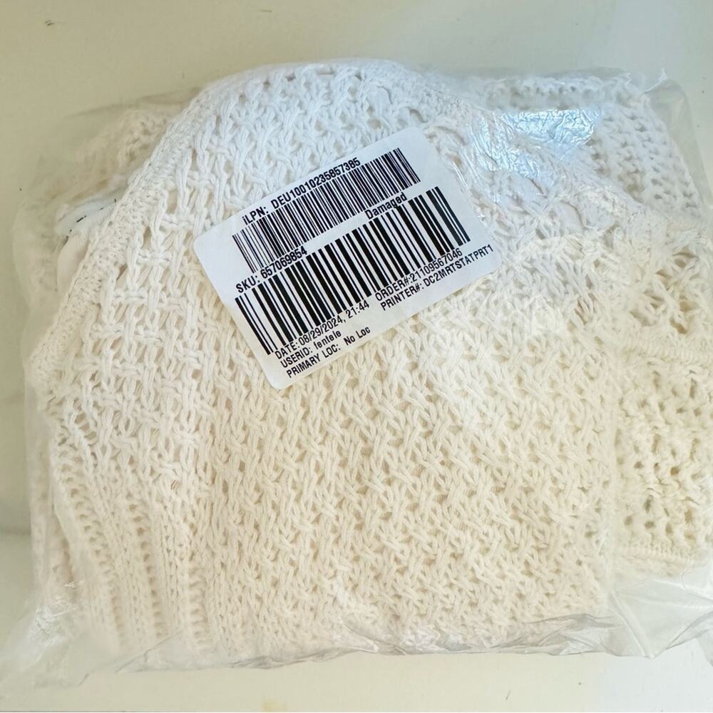 NEW ABERCROMBIE White Crochet Lace Cutout Tank Top Lace Mini Sweater Dress L - Picture 7 of 16